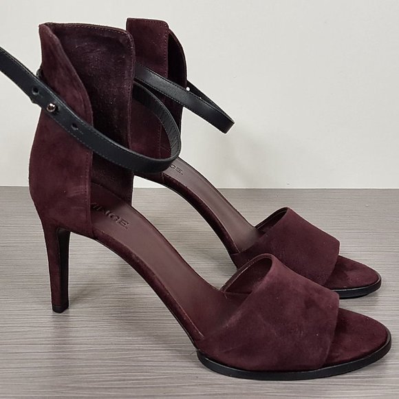 Vince 'Giustina' Ankle Strap Sandal, Wine Suede Womens Size 7.5 / 38 - Picture 3 of 10